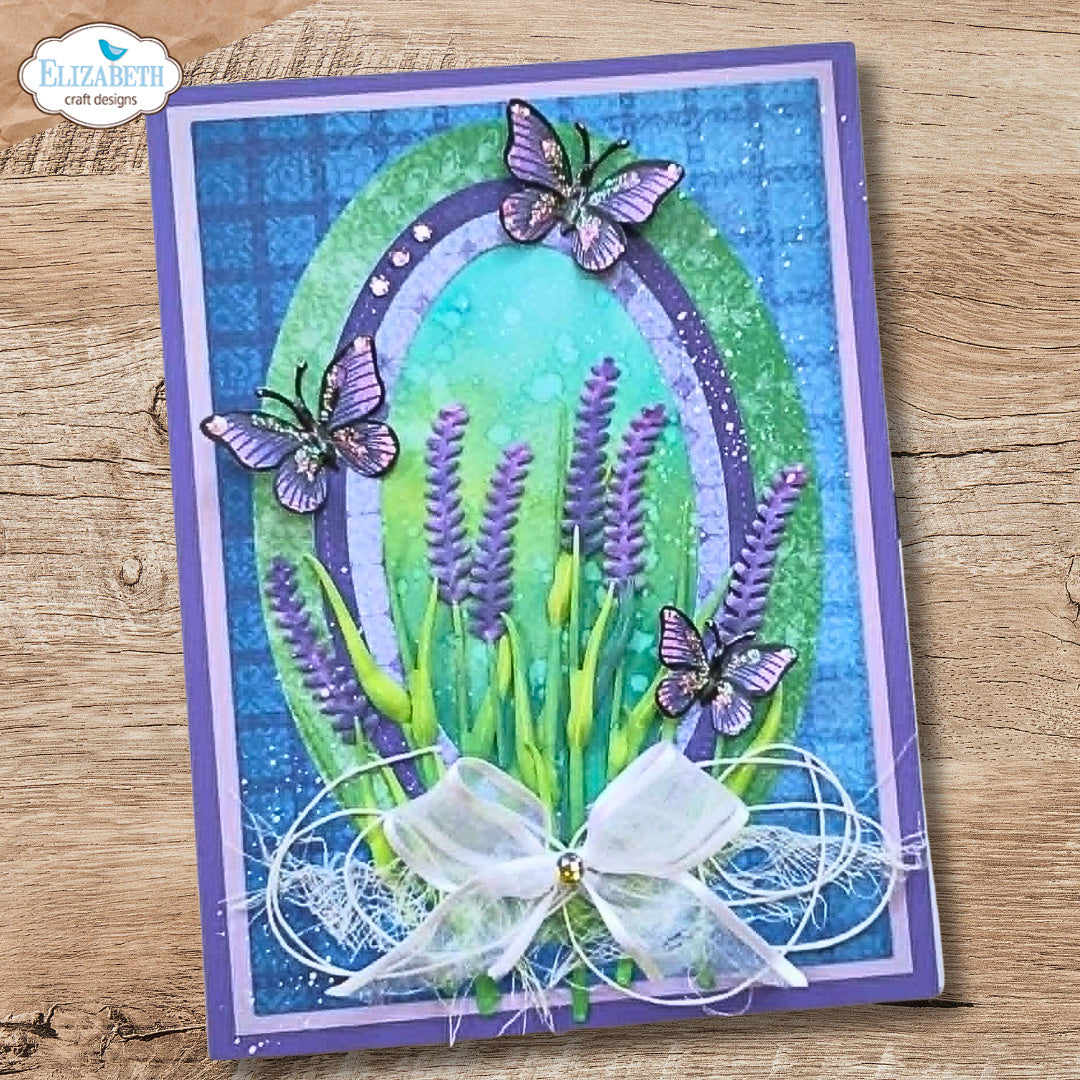 Elizabeth Craft Designs Floral Greenery 4 Dies 2379 purple flowers and butterfly card