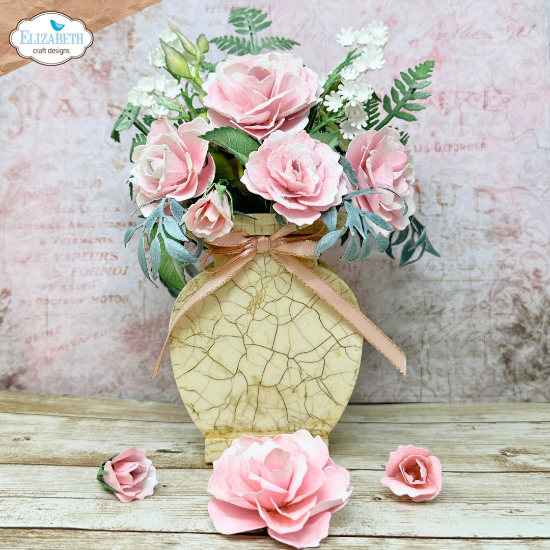 Elizabeth Craft Designs Floral Vase MDF Kit w0002 cracked
