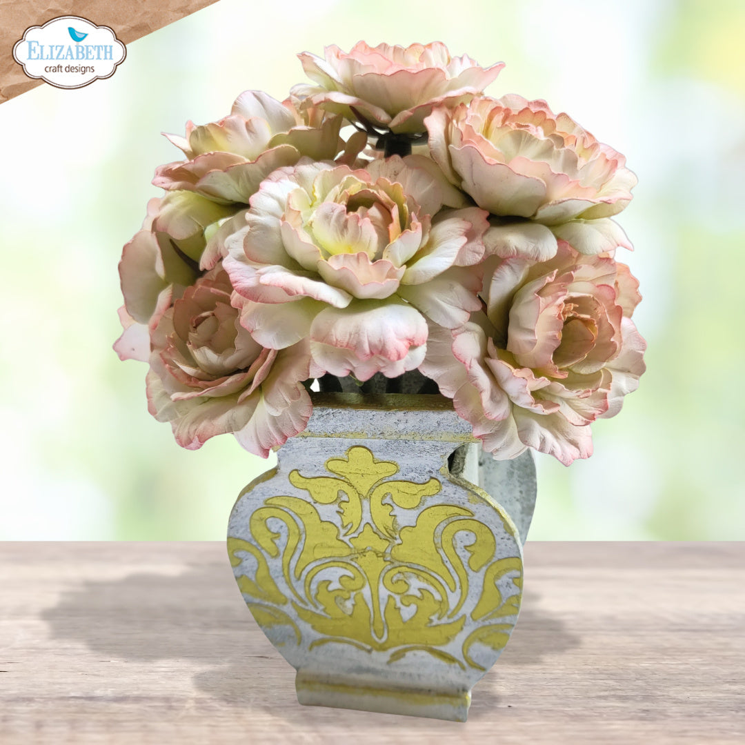Elizabeth Craft Designs Floral Vase MDF Kit w0002 pink