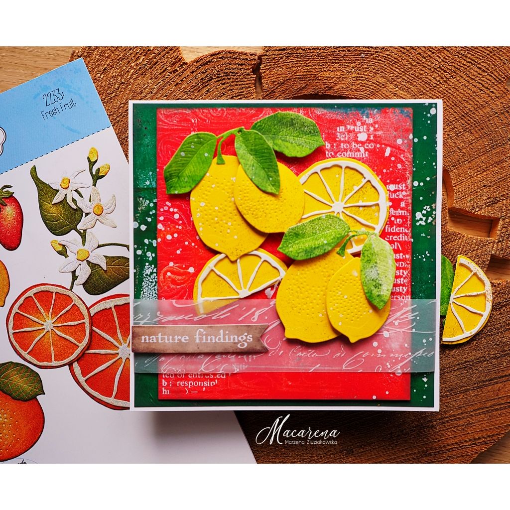 Elizabeth Craft Designs Fresh Fruit Dies 2233 lemons red green background nature findings card | color-code:ALT01