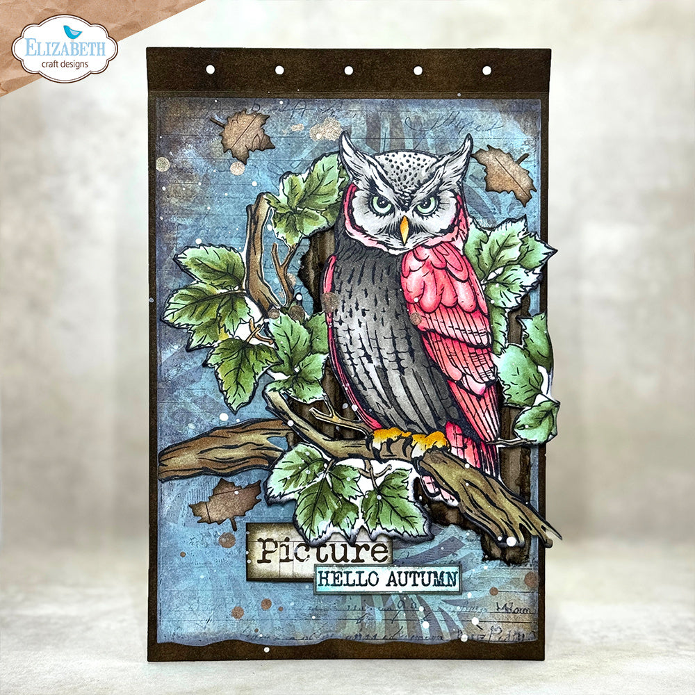 Elizabeth Craft Designs Golden Season Stamp and Die Set csd427 owl