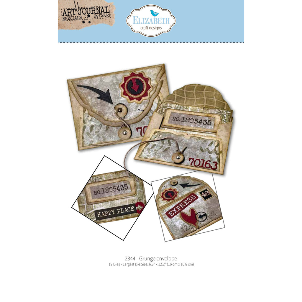 Elizabeth Craft Designs Grunge Envelope Dies 2344 heart