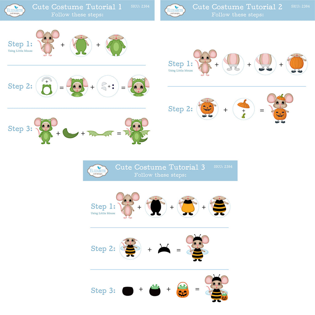 Elizabeth Craft Designs Halloween Costumes Cute Dies 2384 assembly guide