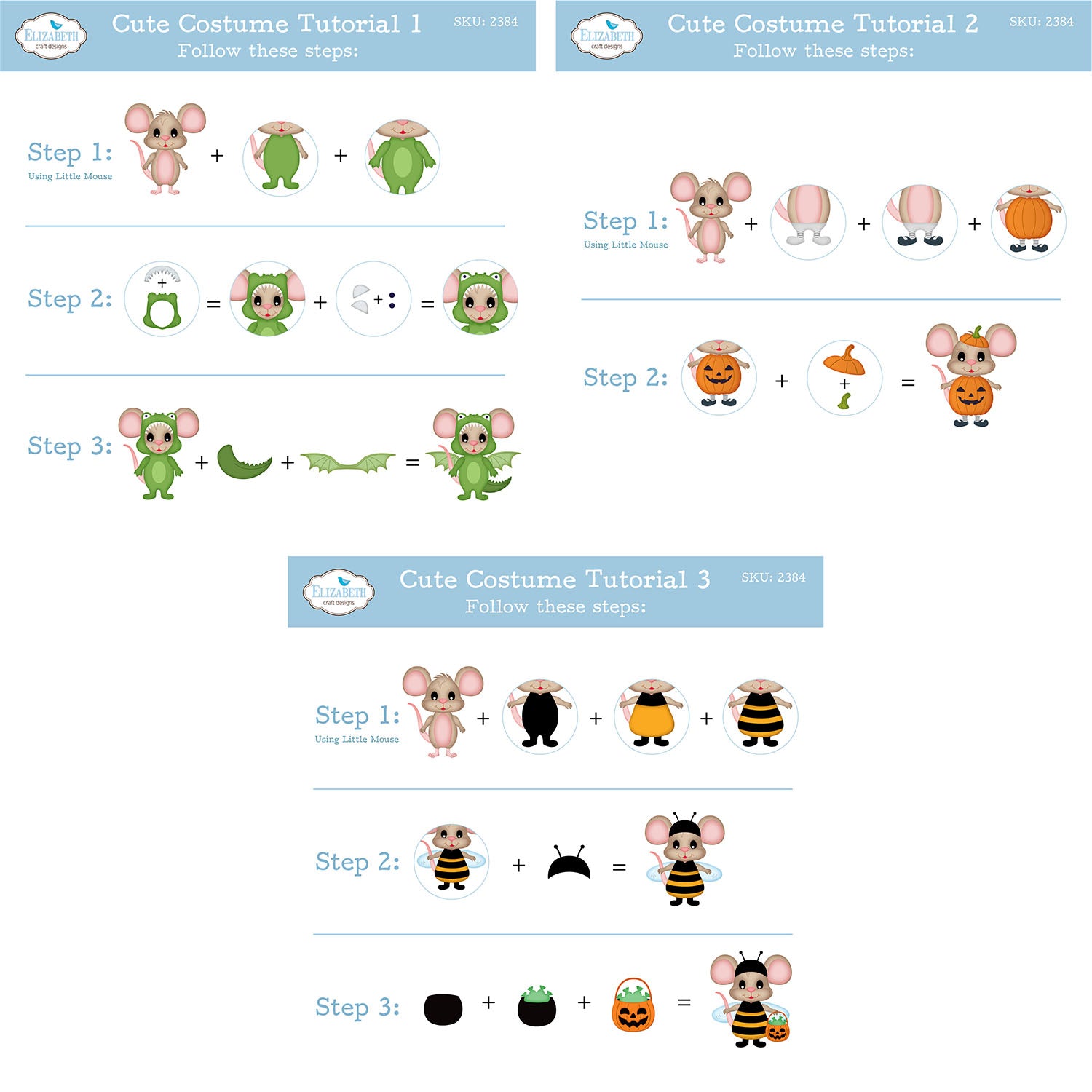 Elizabeth Craft Designs Halloween Costumes Cute Dies 2384 assembly guide