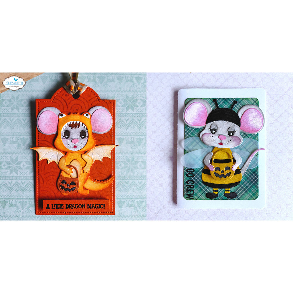 Elizabeth Craft Designs Halloween Costumes Cute Dies 2384 mice in costumes bubble bee dragon cards