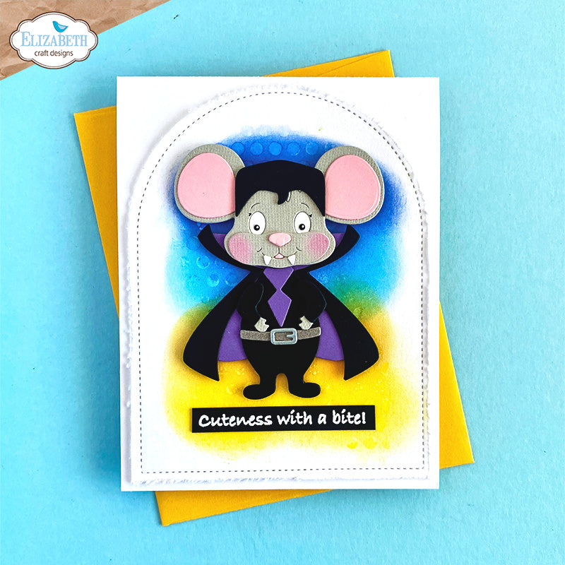 Elizabeth Craft Designs Halloween Costumes Scary Dies 2385 vampire mouse cuteness with a bite card