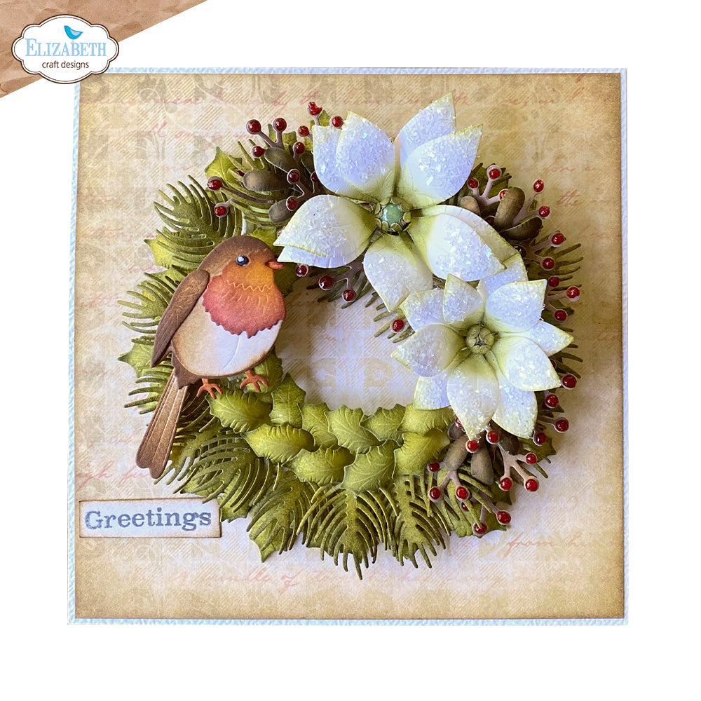 Elizabeth Craft Designs Holiday Wreath Dies 2271 robin