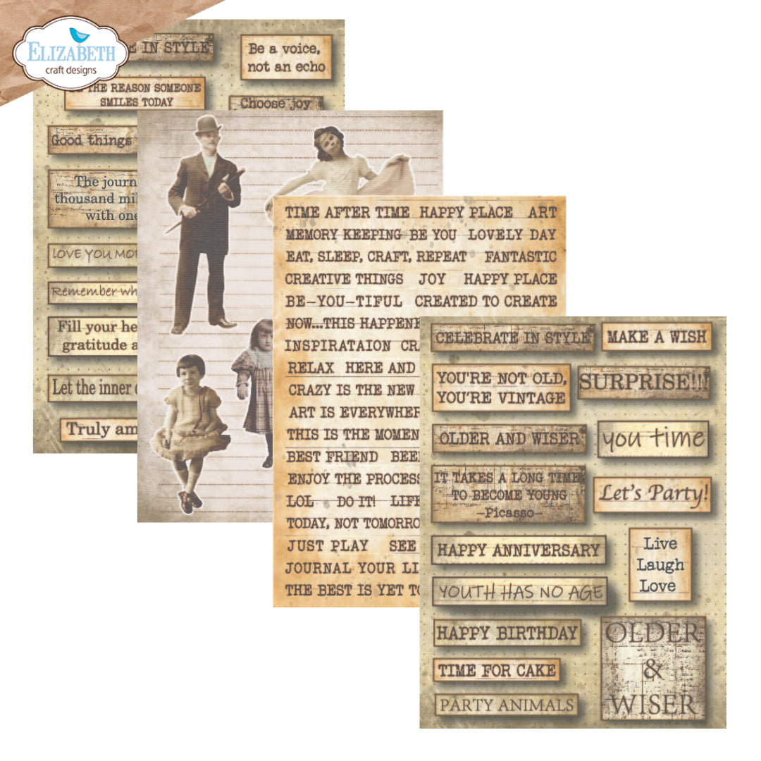 Elizabeth Craft Designs Journal Ephemera 1 Patterned Cardstock ps01 older