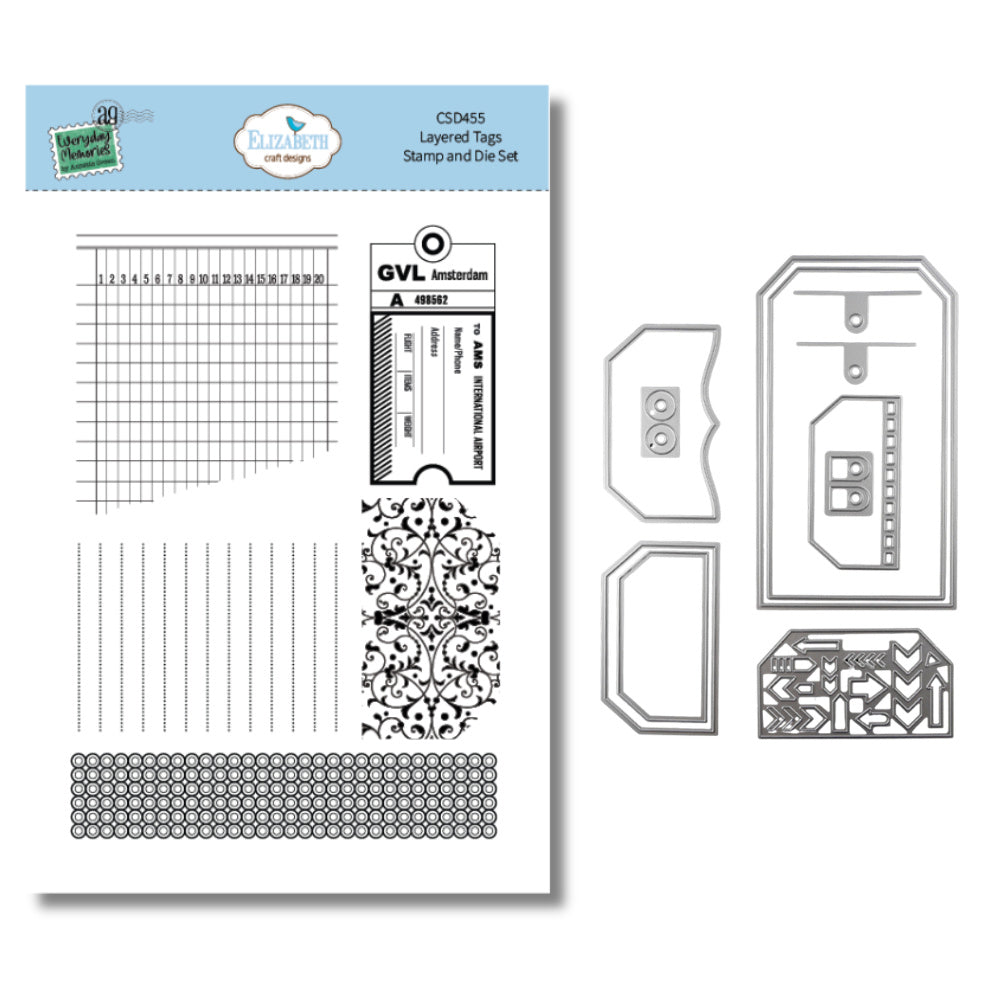 Elizabeth Craft Designs Layered Tags Stamp and Die Set csd455