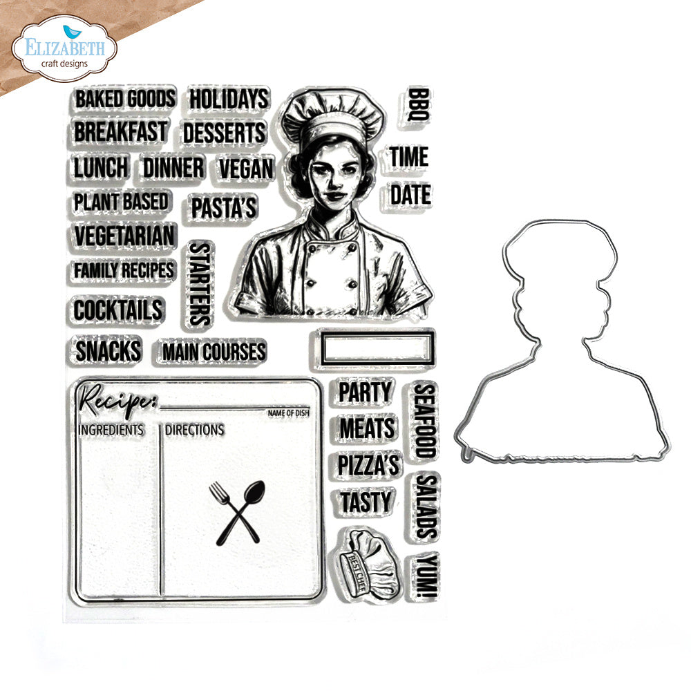 Elizabeth Craft Designs Let's Cook Stamp and Die Set csd395