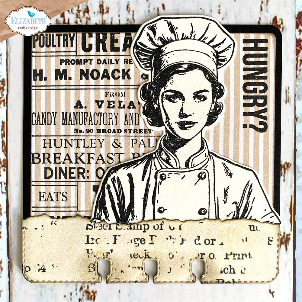 Elizabeth Craft Designs Let's Cook Stamp and Die Set csd395 hungry