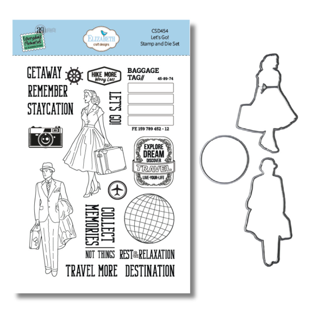 Elizabeth Craft Designs Let's Go! Stamp and Die Set csd454