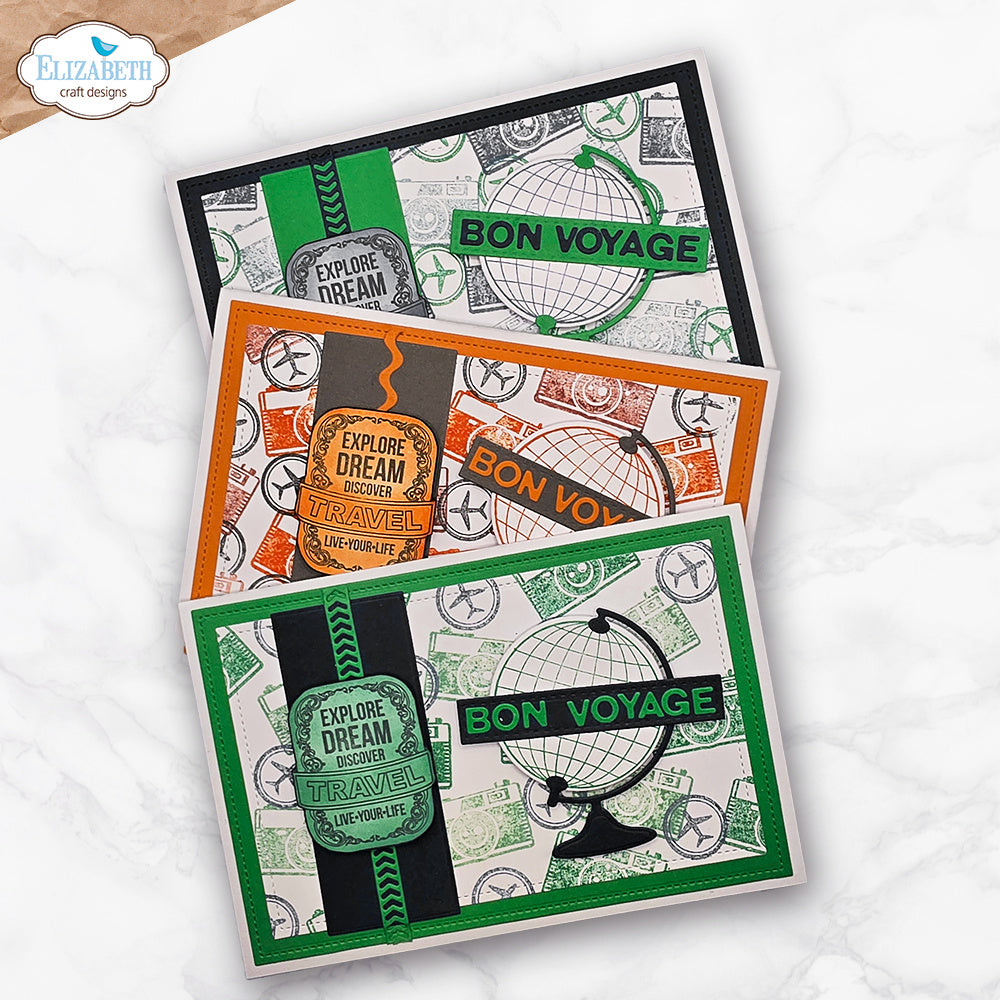 Elizabeth Craft Designs Let's Go! Stamp and Die Set csd454 bon voyage