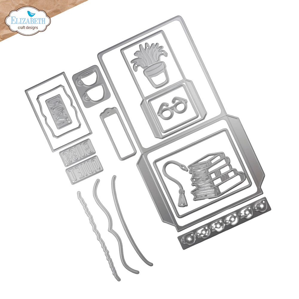 Elizabeth Craft Designs Library Pockets and Accessories Dies 2358 outline