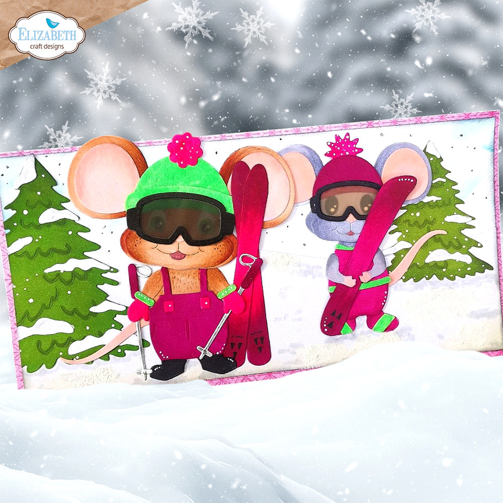 Elizabeth Craft Designs Little Mouse Winter Dies Bundle skiing