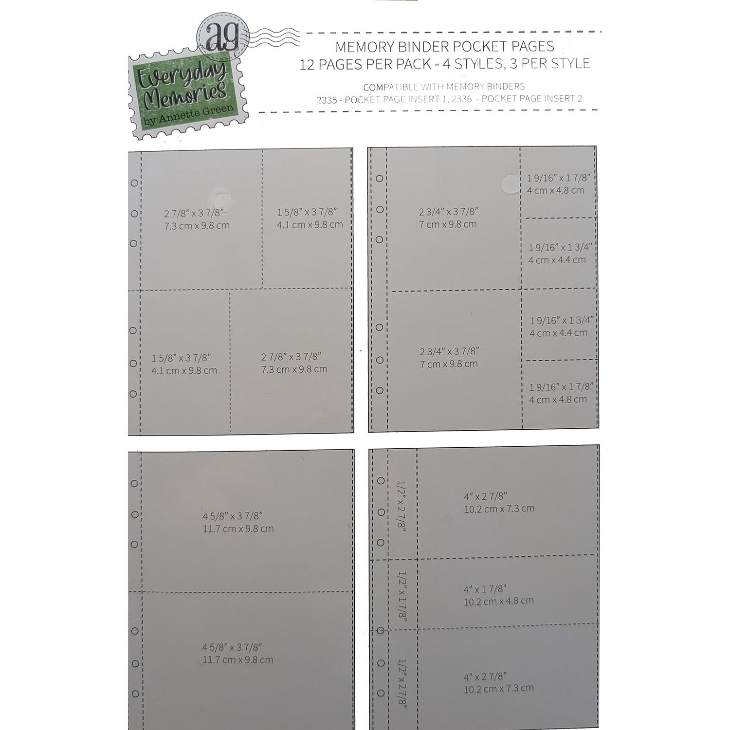 Elizabeth Craft Designs Memory Binder Pocket Pages 1 pp04 dimensions