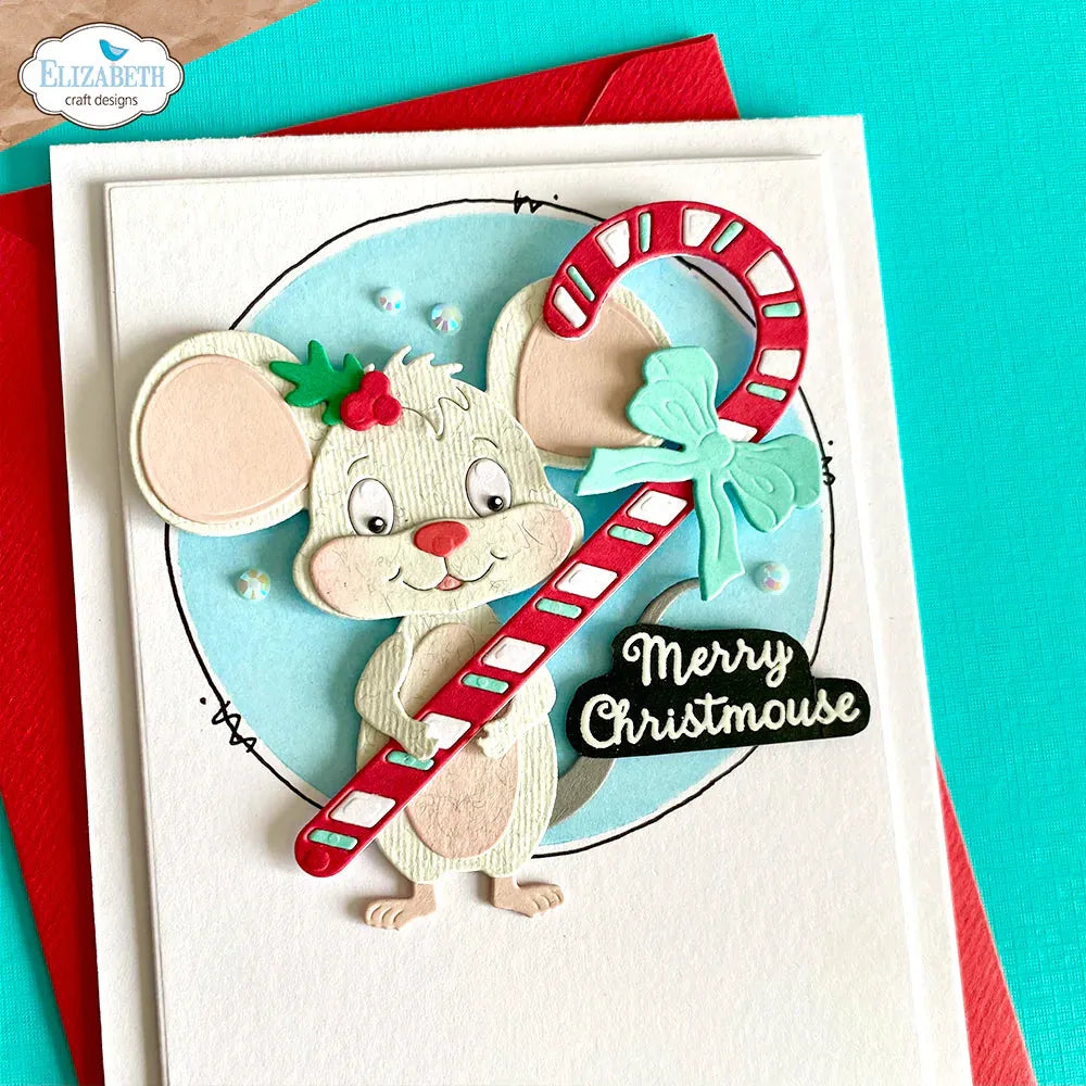 Elizabeth Craft Designs Mice Sentiments Clear Stamps cs387 candy cane