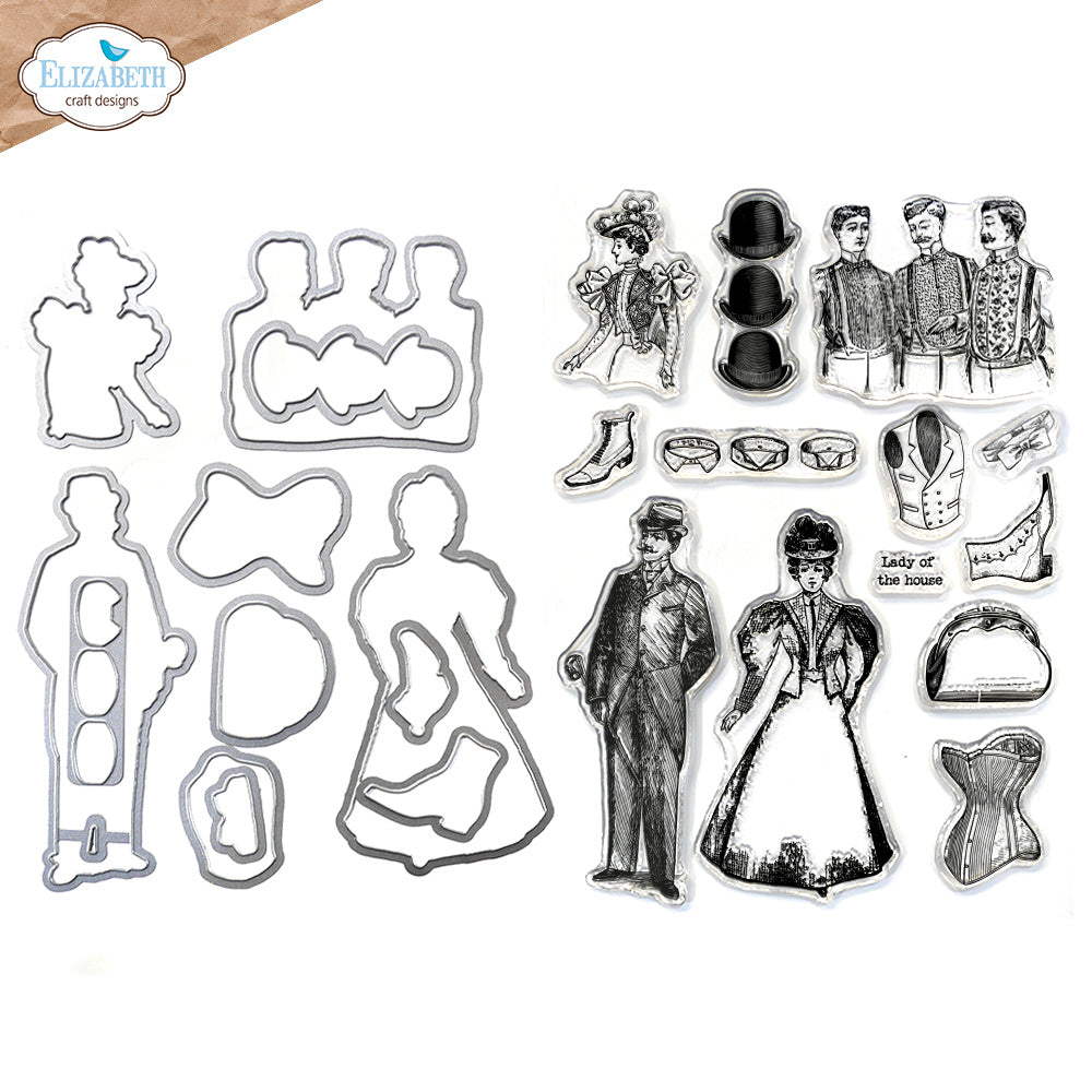 Elizabeth Craft Designs Mr and Mrs Stamp and Die Set csd400