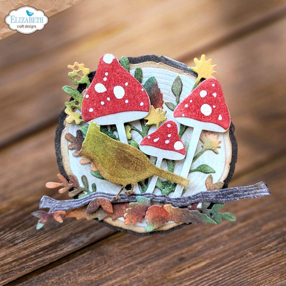 Elizabeth Craft Designs Mushrooms and Tree Stumps Dies 2198 bird