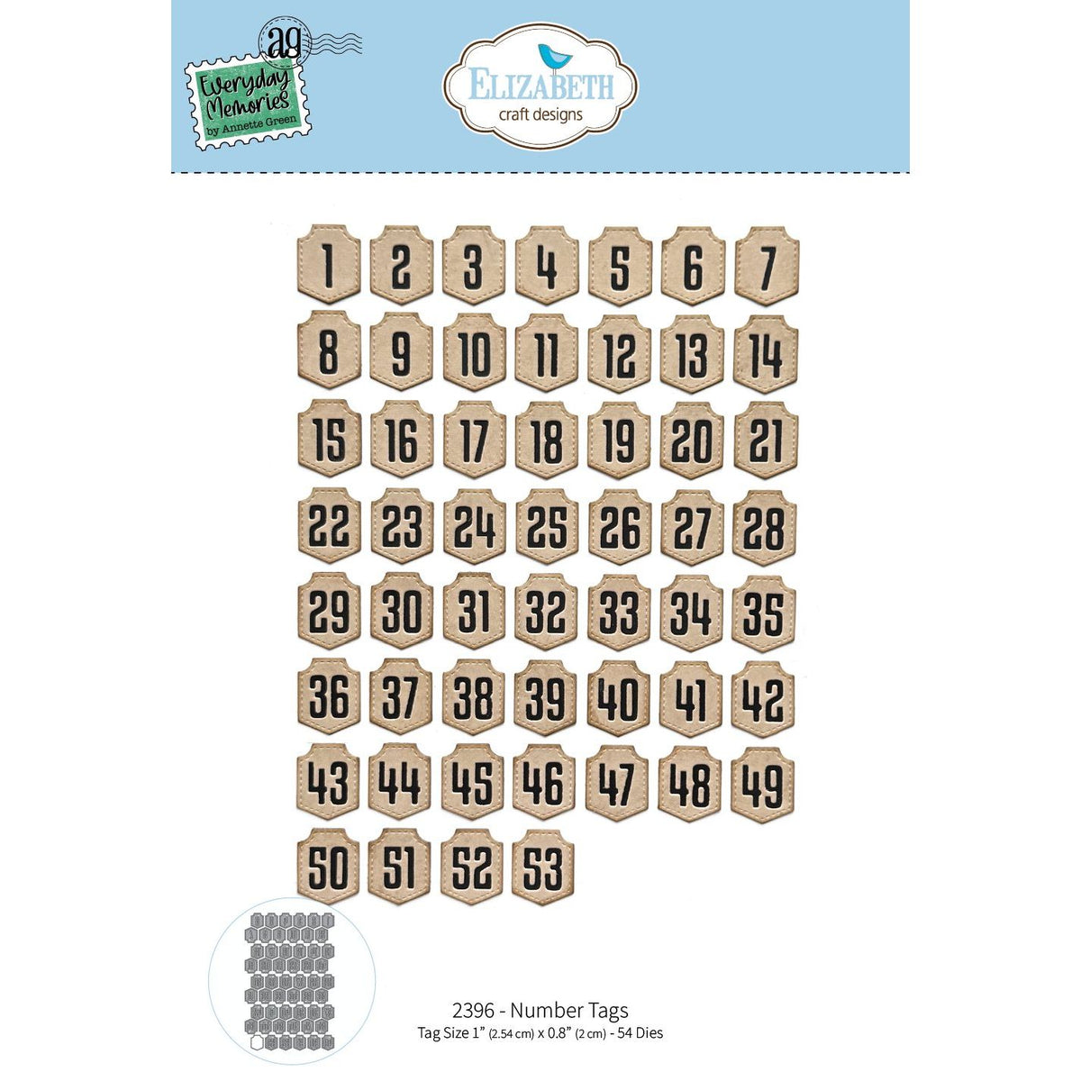 Elizabeth Craft Designs Number Tags Dies 2396