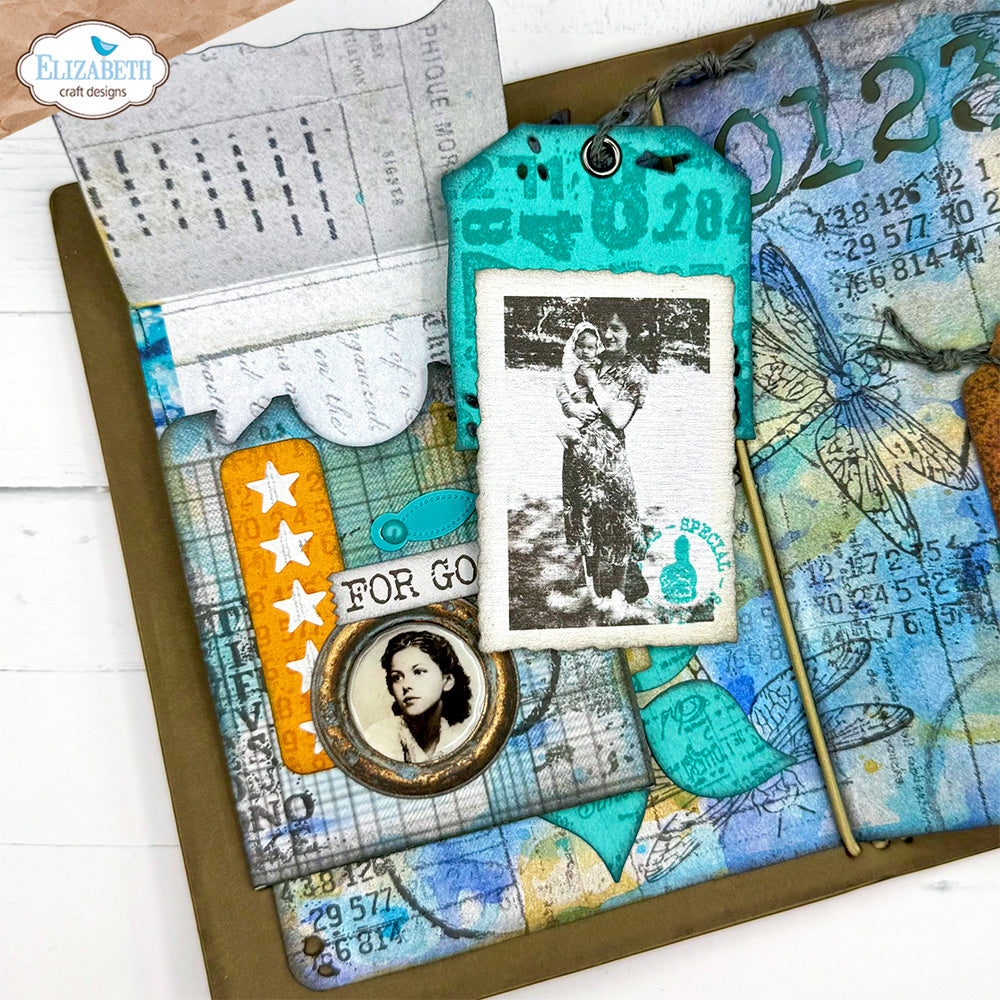 Elizabeth Craft Designs Off the Edge Pocket Dies 2367 woman holding baby stars dragonfly card