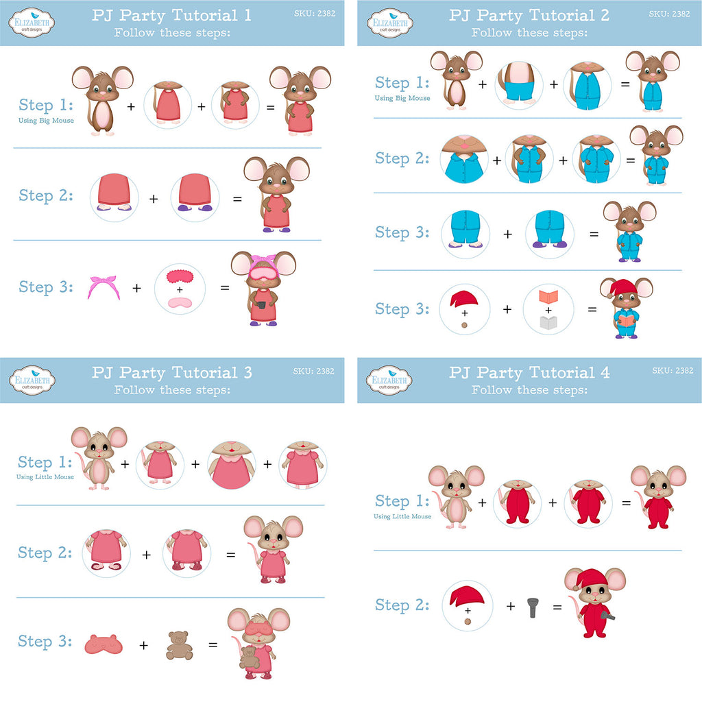 Elizabeth Craft Designs PJ Party Dies 2382 assembly guide