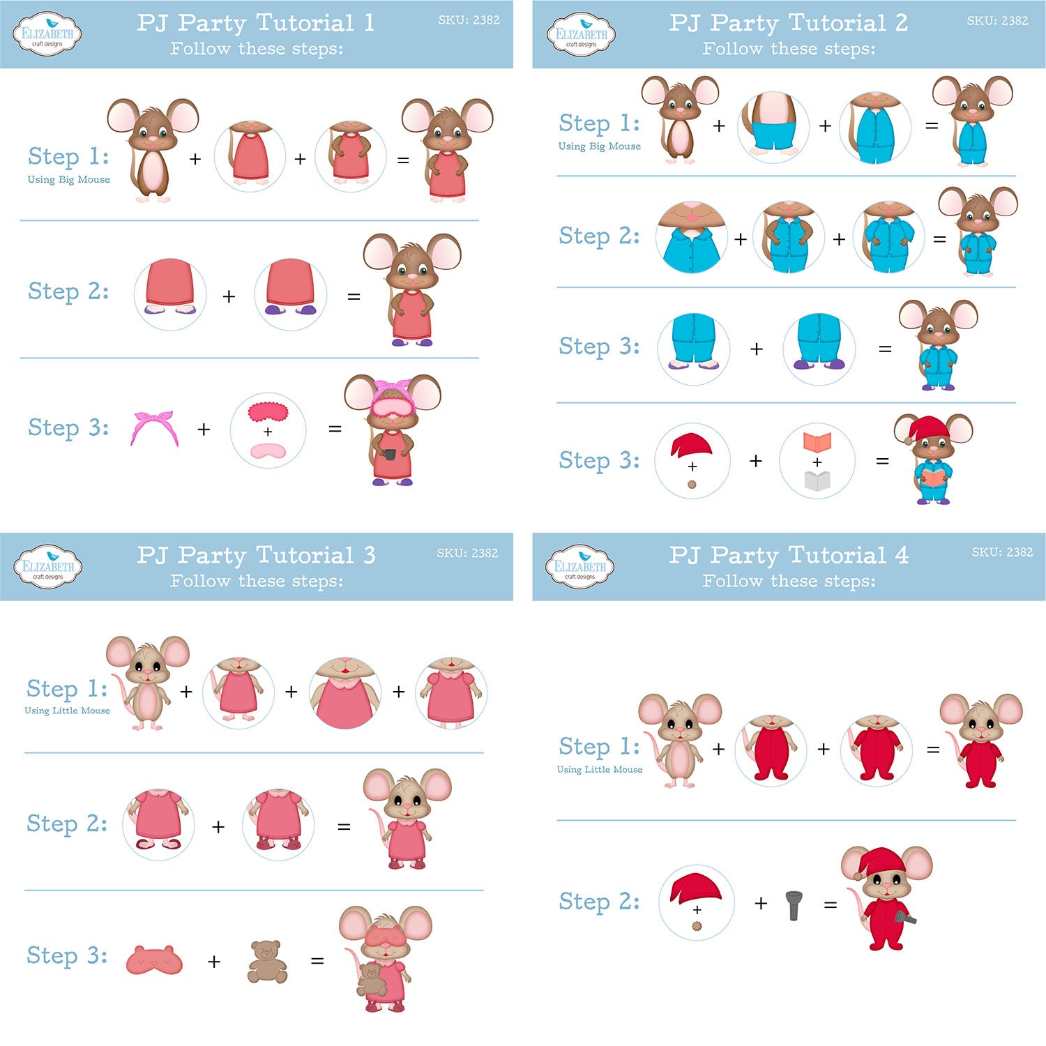 Elizabeth Craft Designs PJ Party Dies 2382 assembly guide