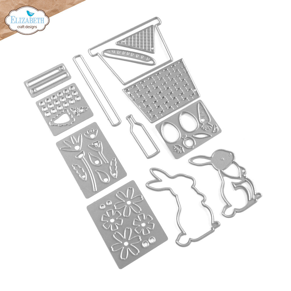 Elizabeth Craft Designs Picnic Basket and Bunny Dies 2234 pieces