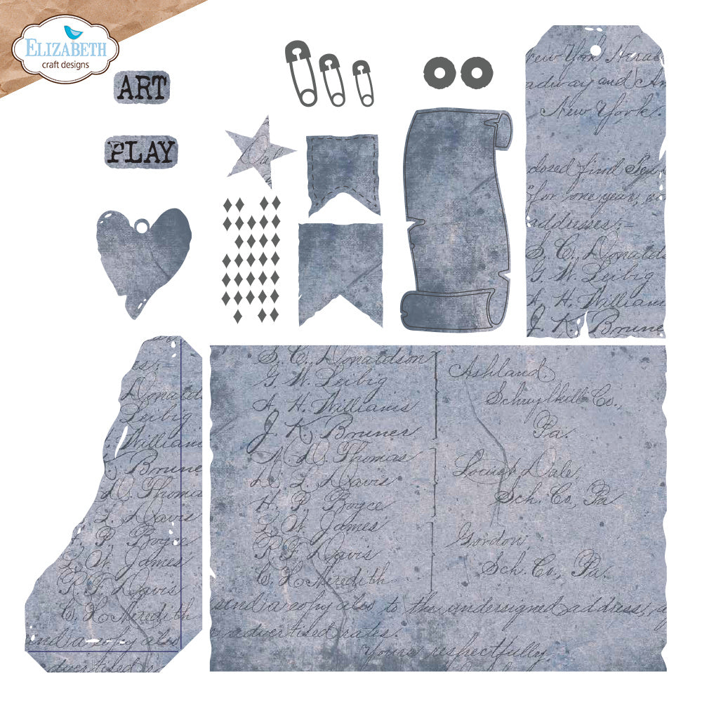Elizabeth Craft Designs Playful Grunge Dies 2241