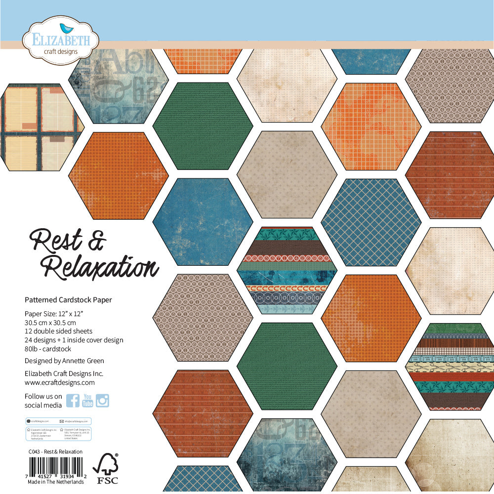 Elizabeth Craft Designs Rest and Relaxation 12x12 Paper c043