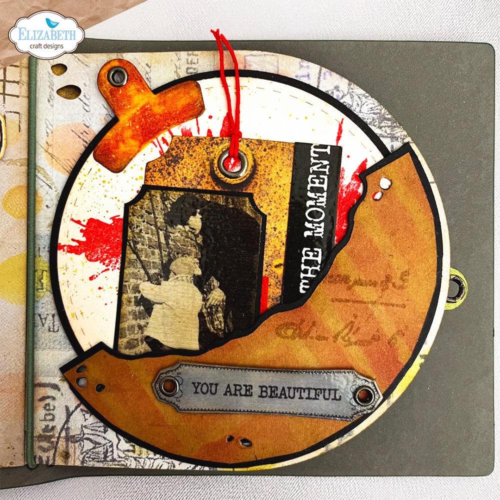Elizabeth Craft Designs Rounded Pocket Page Dies 2366 red splatter you are beautiful card