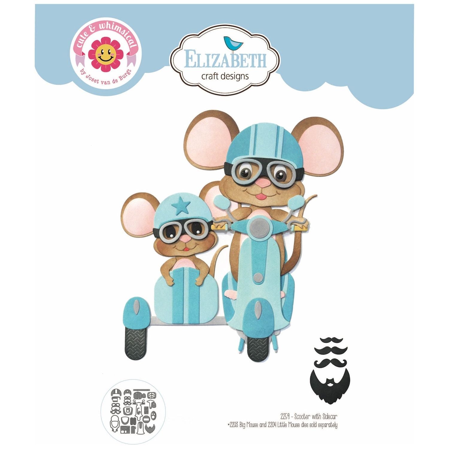 Elizabeth Craft Designs Scooter With Sidecar Dies 2259