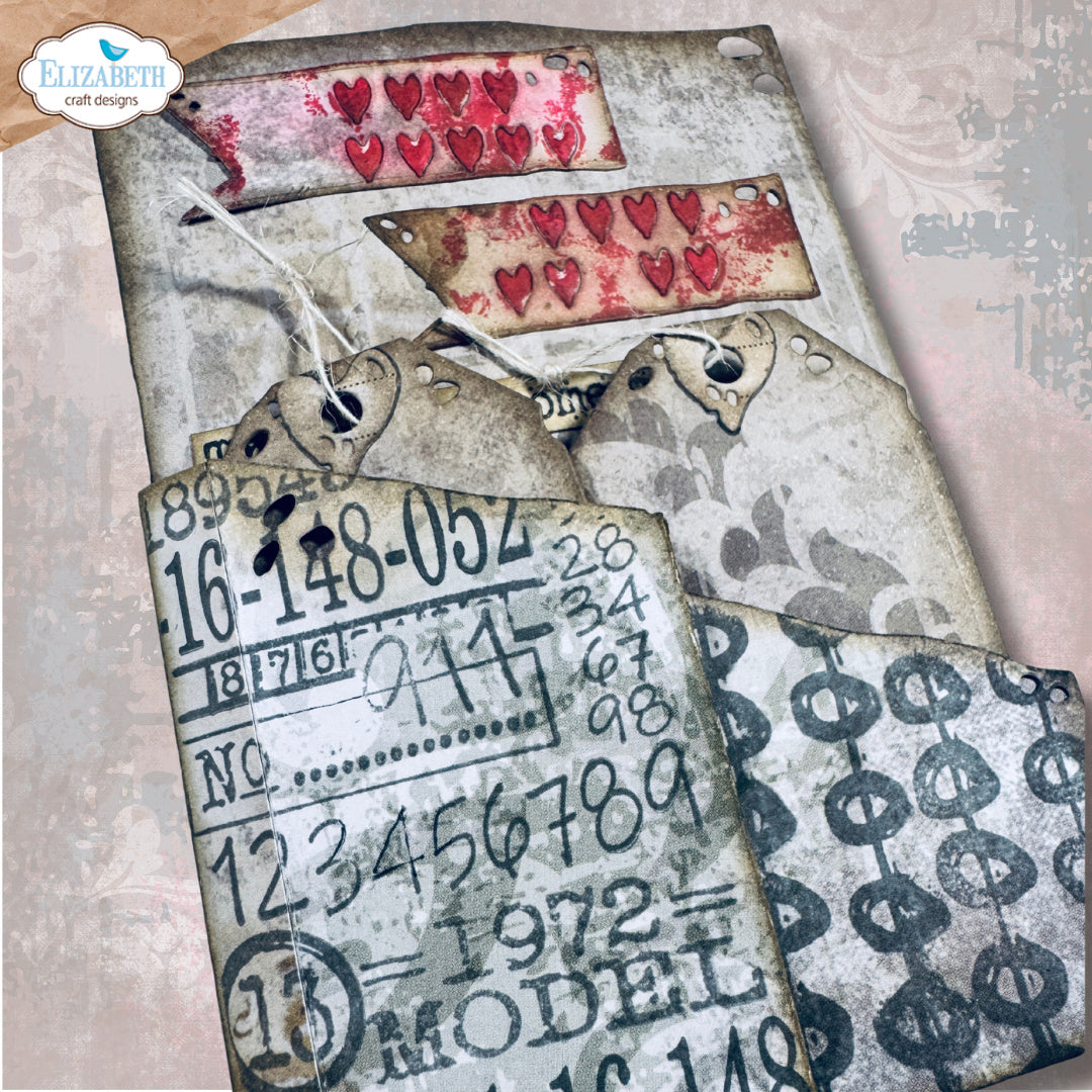 Elizabeth Craft Designs Scribbles Clear Stamps cs440 red hearts