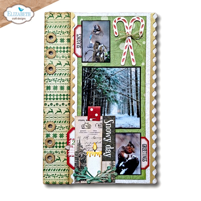 Elizabeth Craft Designs Seasonal Postage Clear Stamps cs466 candy canes candle snowy day card