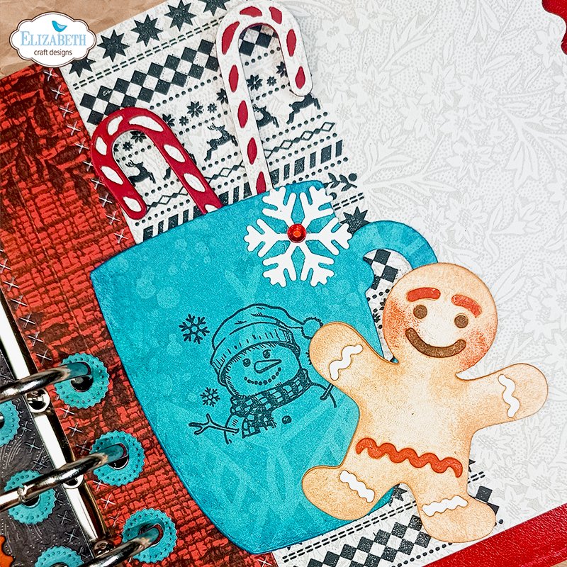 Elizabeth Craft Designs Seasonal Postage Clear Stamps cs466 gingerbread man blue cup with candy canes card