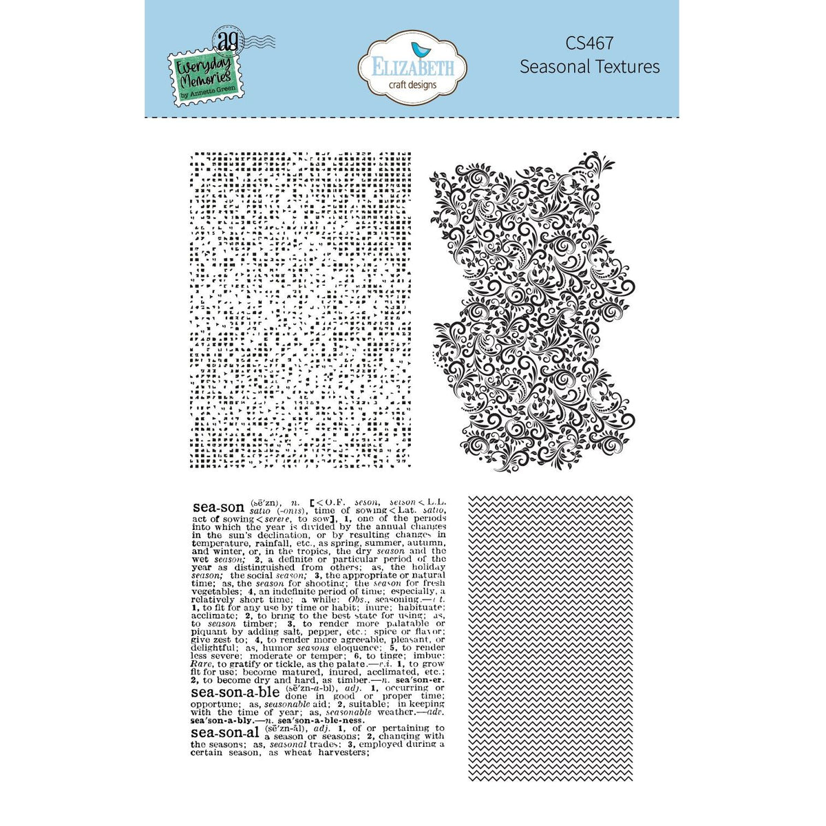 Elizabeth Craft Designs Seasonal Textures Clear Stamps cs467