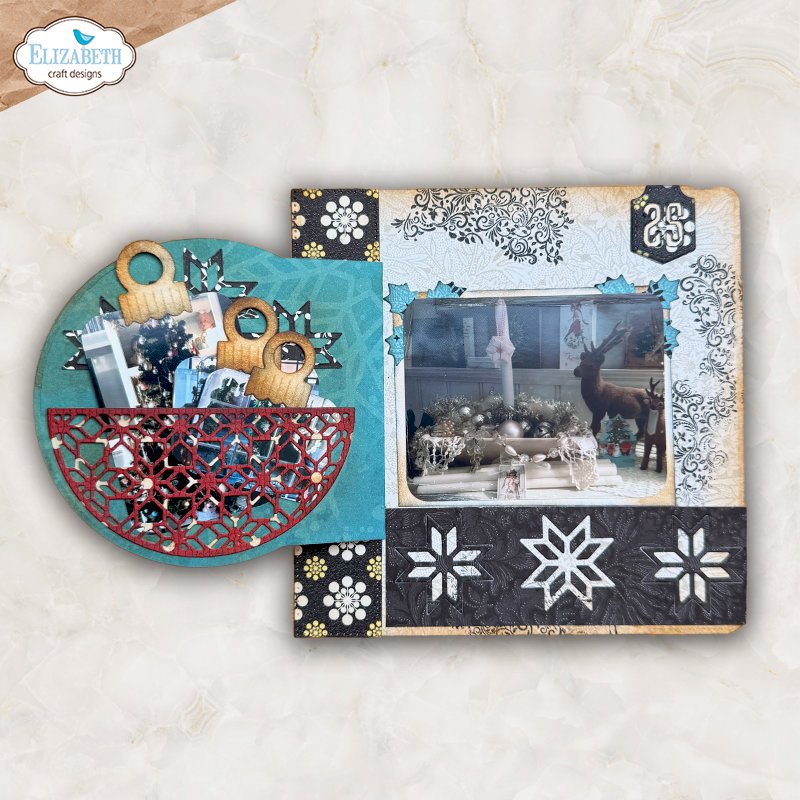 Elizabeth Craft Designs Seasonal Textures Clear Stamps cs467 snowflakes ornaments in red basket cards
