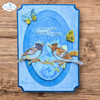 Elizabeth Craft Designs Sparrow Dies 2380 bird on branch bloom card