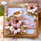 Elizabeth Craft Designs Sparrow Dies 2380 bird on branch flowers card