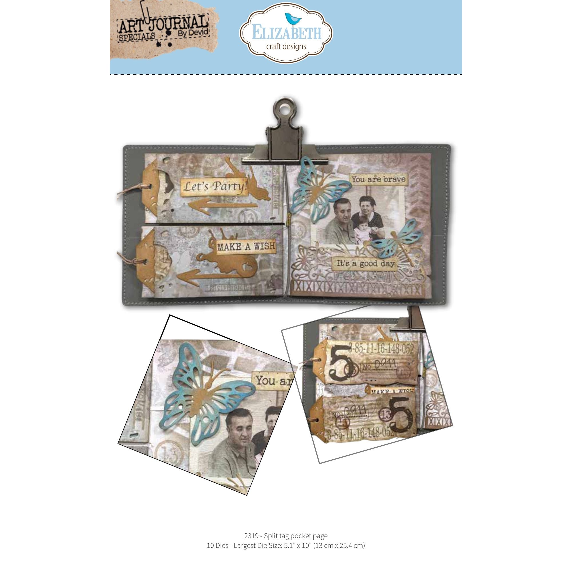Elizabeth Craft Designs Split Tag Pocket Page Dies 2319 butterfly