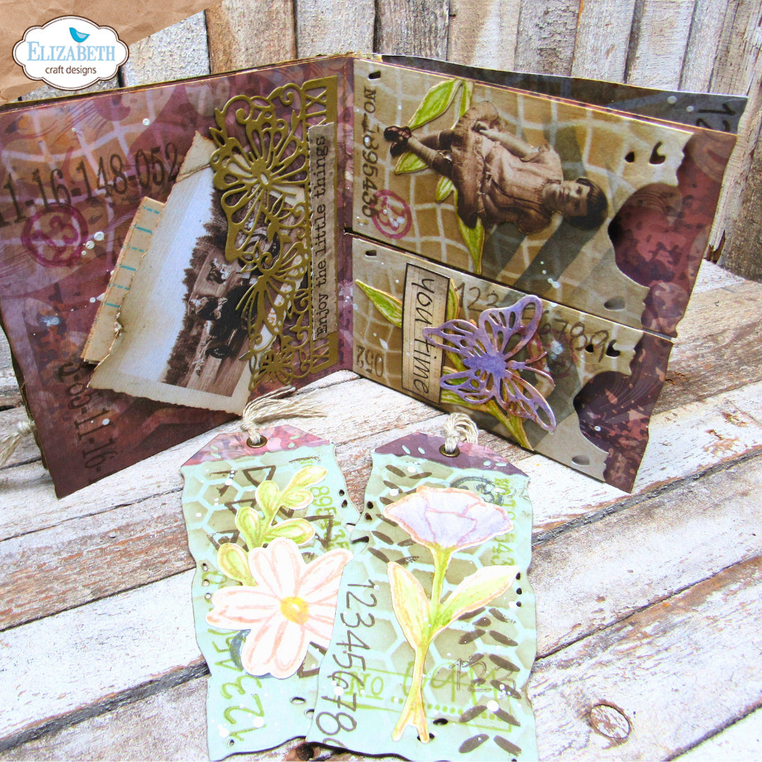 Elizabeth Craft Designs Split Tag Pocket Page Dies 2319 flower