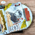Elizabeth Craft Designs Stamped and Worn Clear Stamps cs457 woman in dress numbers lines background card