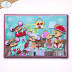 Elizabeth Craft Designs Stocking Dies 2389 presents mice in pajamas teddy bears card