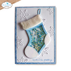 Elizabeth Craft Designs Stocking Dies 2389 sequins blue stocking snowflakes north pole greetings card