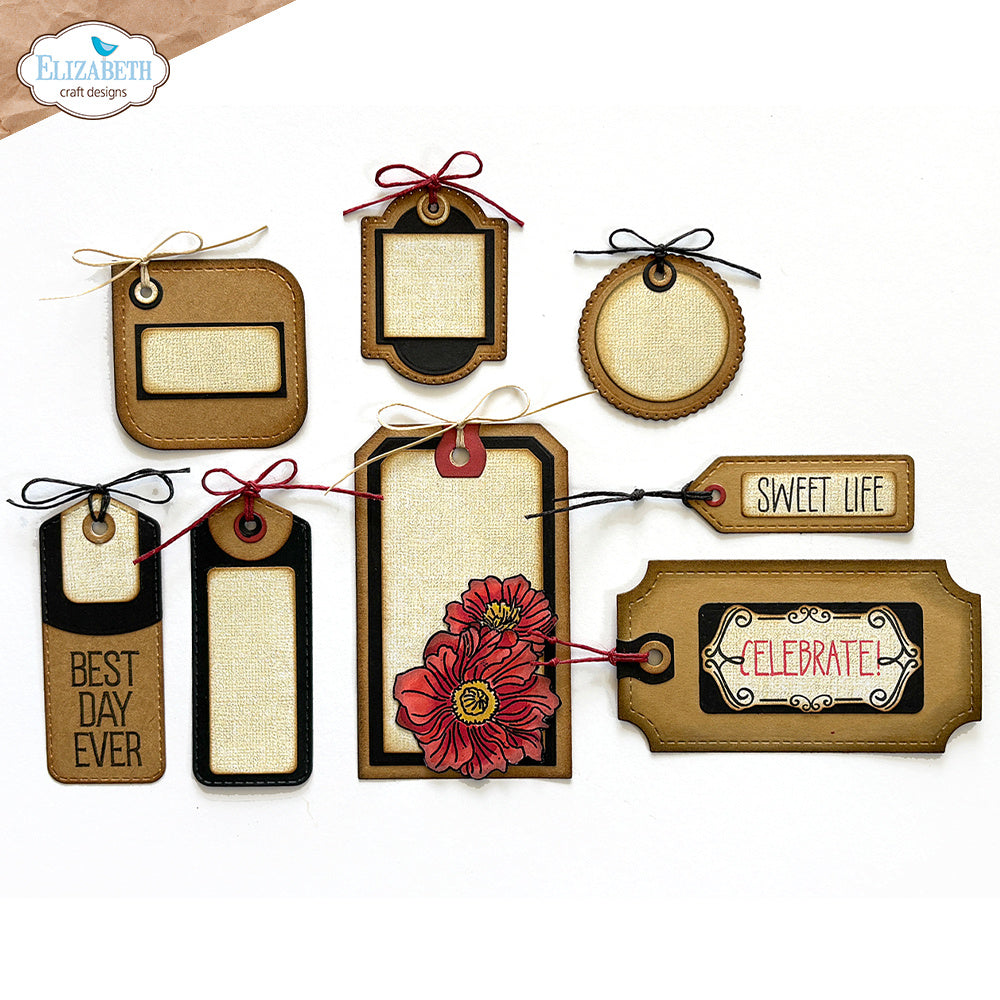 Elizabeth Craft Designs Tag Variety Pack Dies 2237 browns