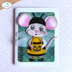 Elizabeth Craft Designs Textile Clear Stamps cs464 mouse in bubble bee costume plaid background card