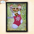 Elizabeth Craft Designs Textile Clear Stamps cs464 mouse in stocking candy cane snowflakes christmas joy card 