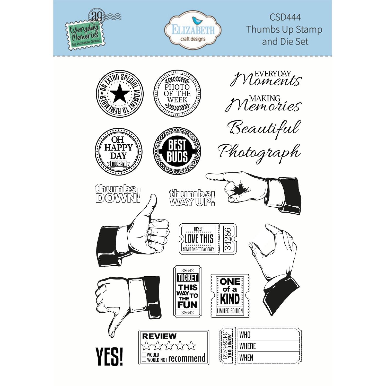 Elizabeth Craft Designs Thumbs Up Stamp and Die Set csd444