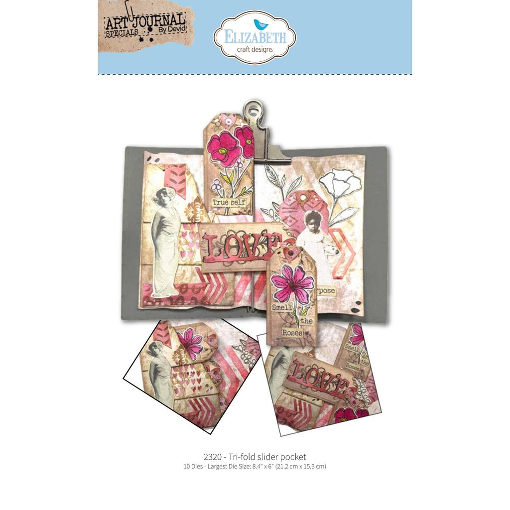Elizabeth Craft Designs Tri-fold Slider Pocket Dies 2320 love