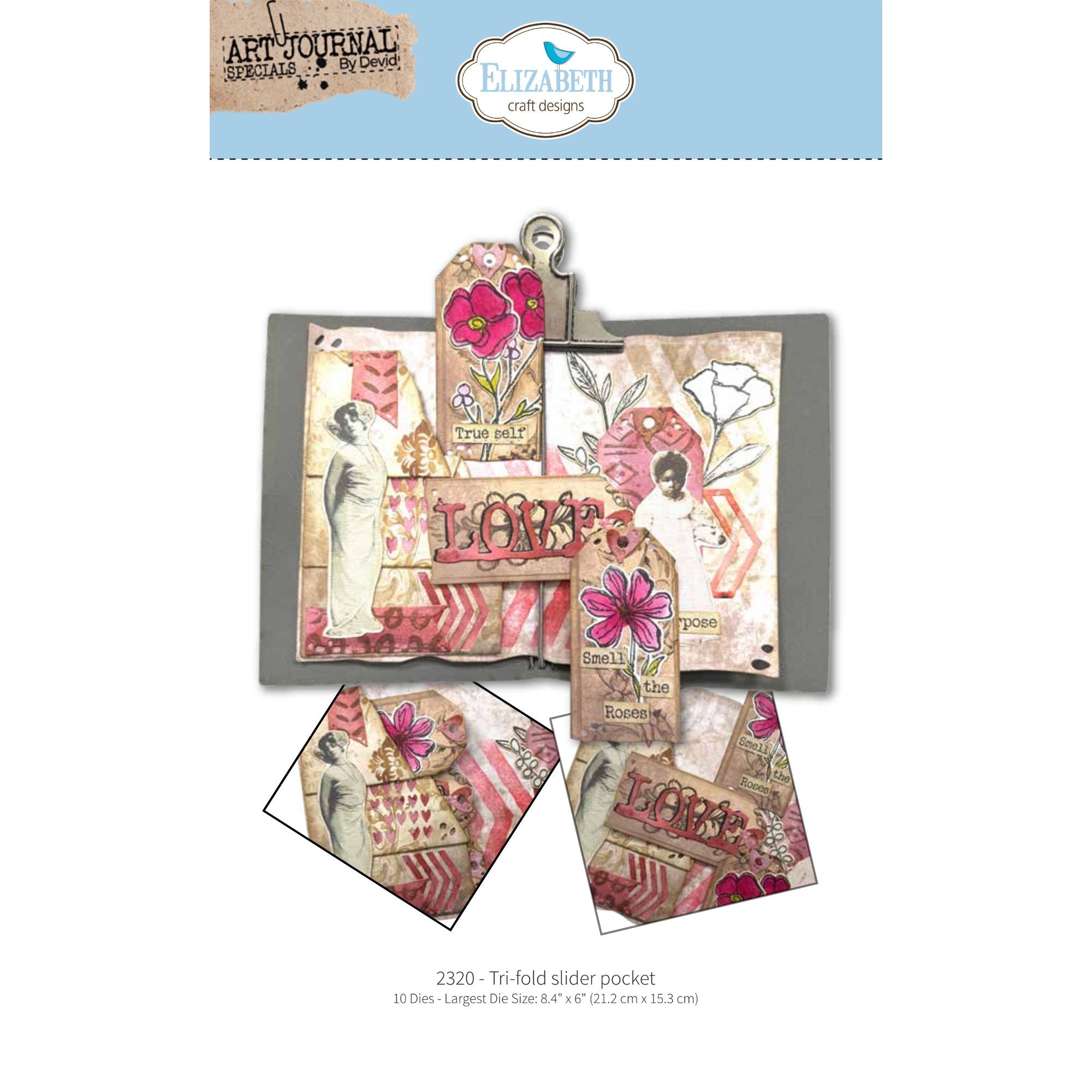 Elizabeth Craft Designs Tri-fold Slider Pocket Dies 2320 love